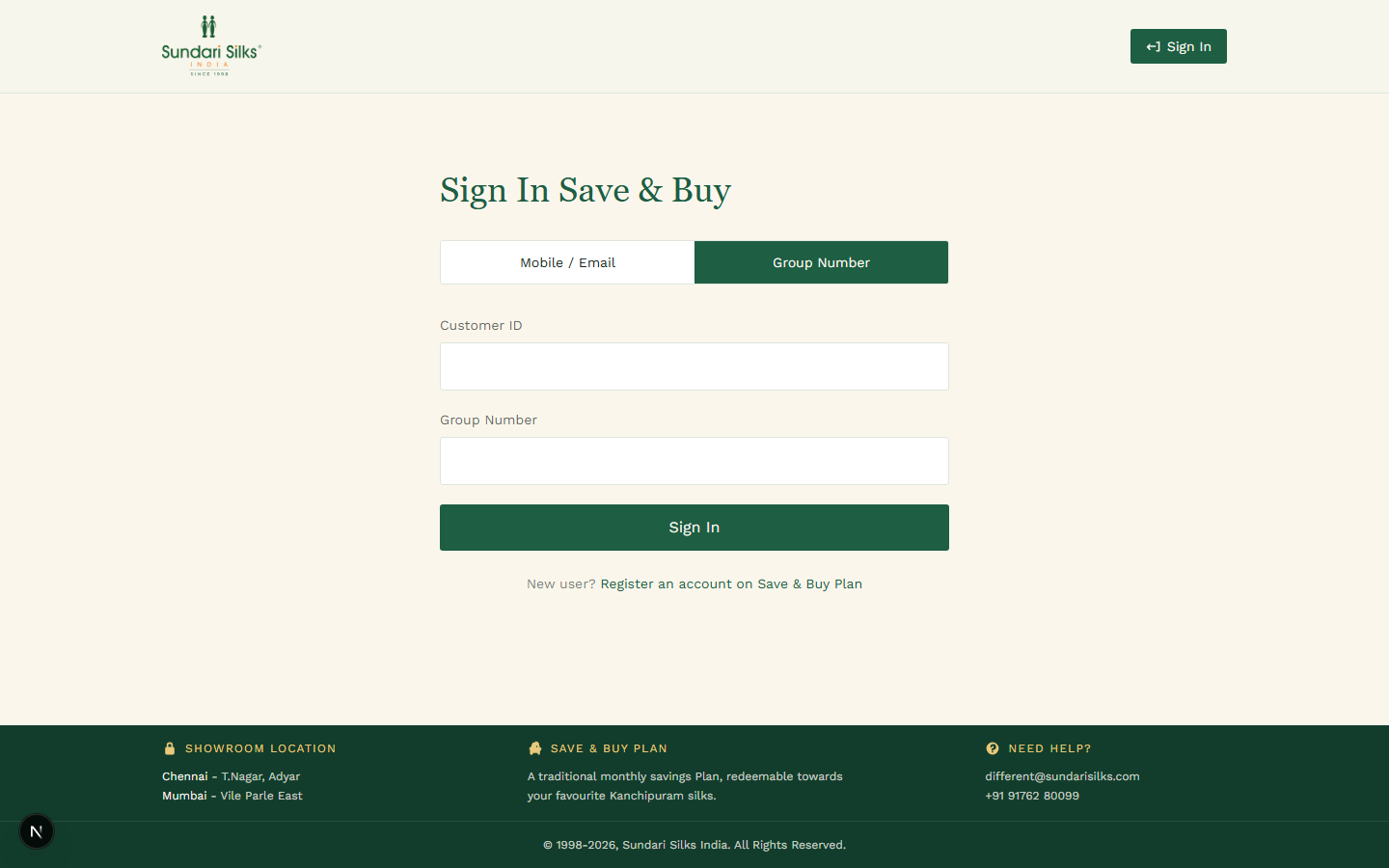 Group number sign-in tab