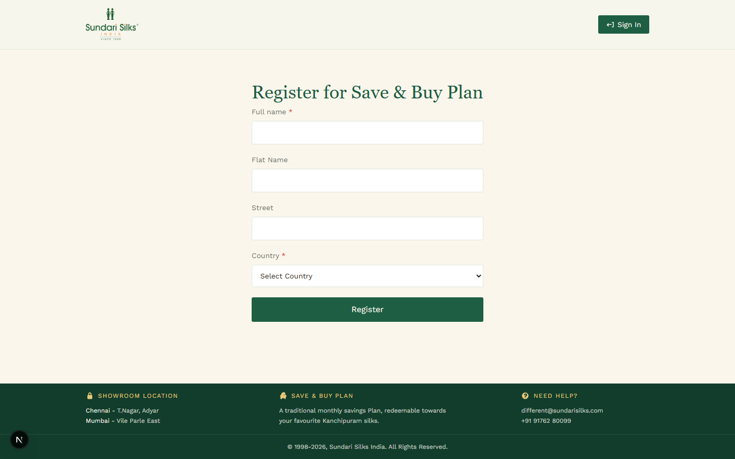 Registration form