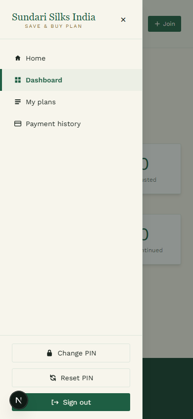 Mobile menu when signed in